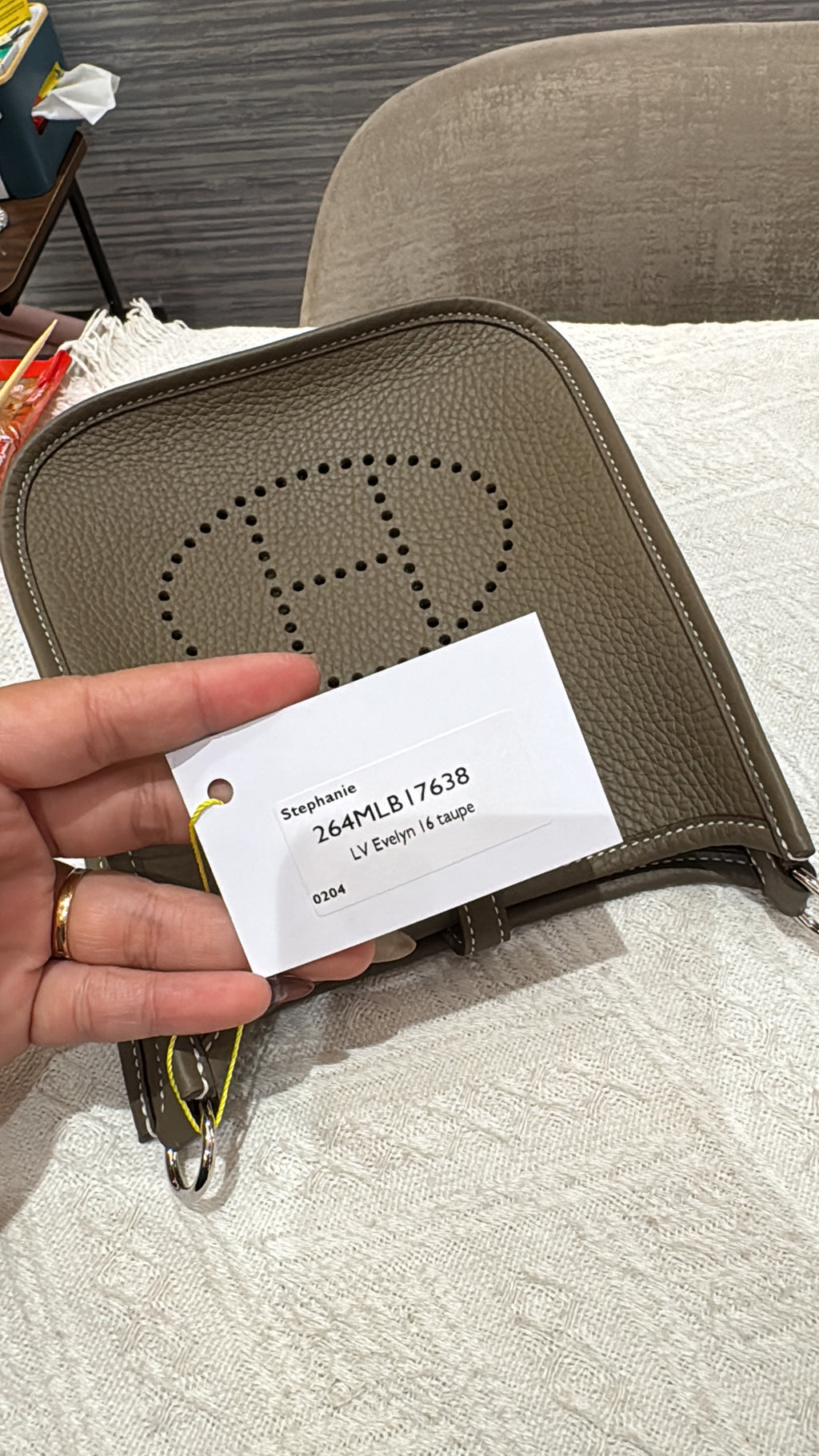 Hermes Evelyn 16 Etoupe / Blue Indigo