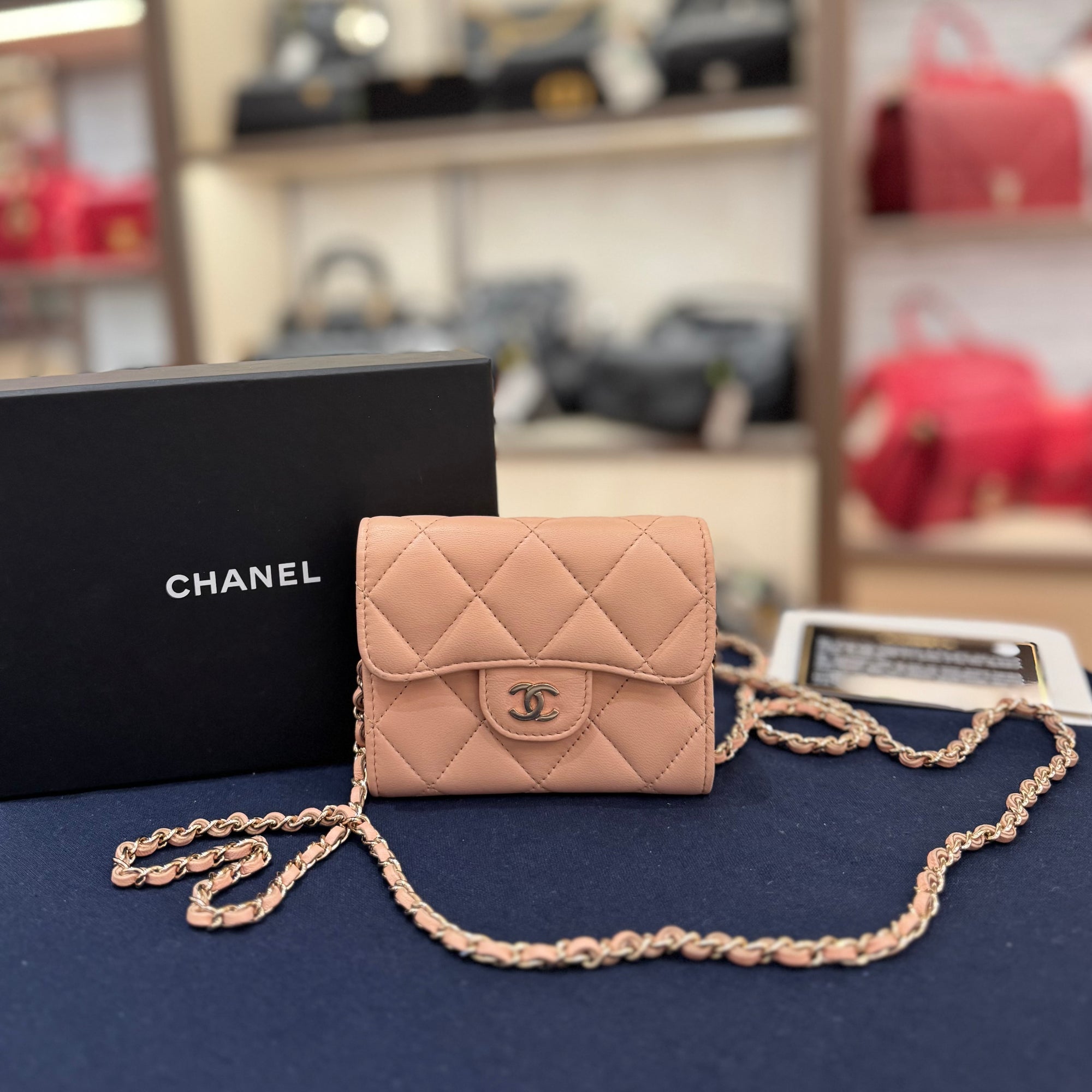 Chanel Claasic Cardholder On Chain Pink