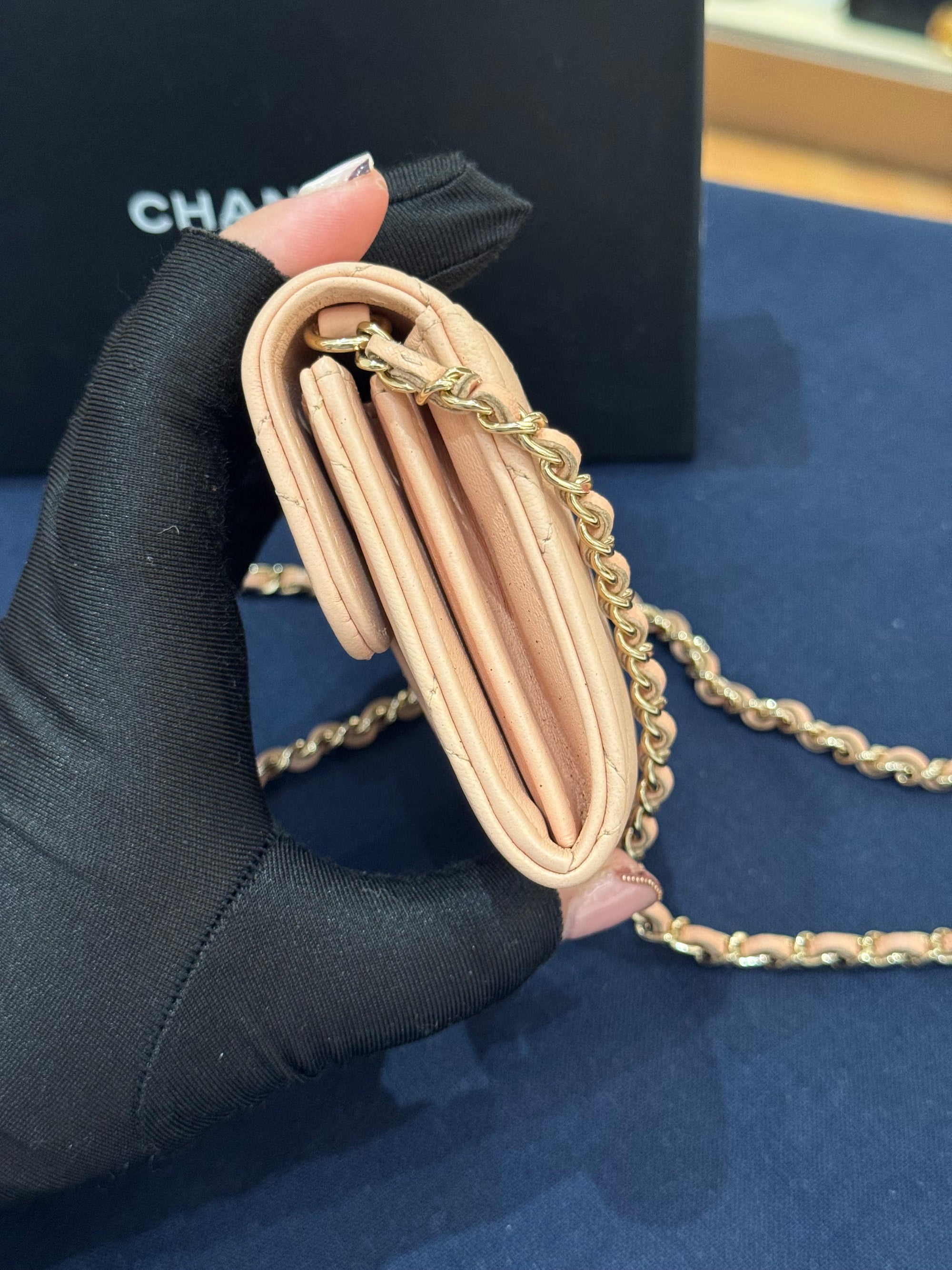 Chanel Claasic Cardholder On Chain Pink