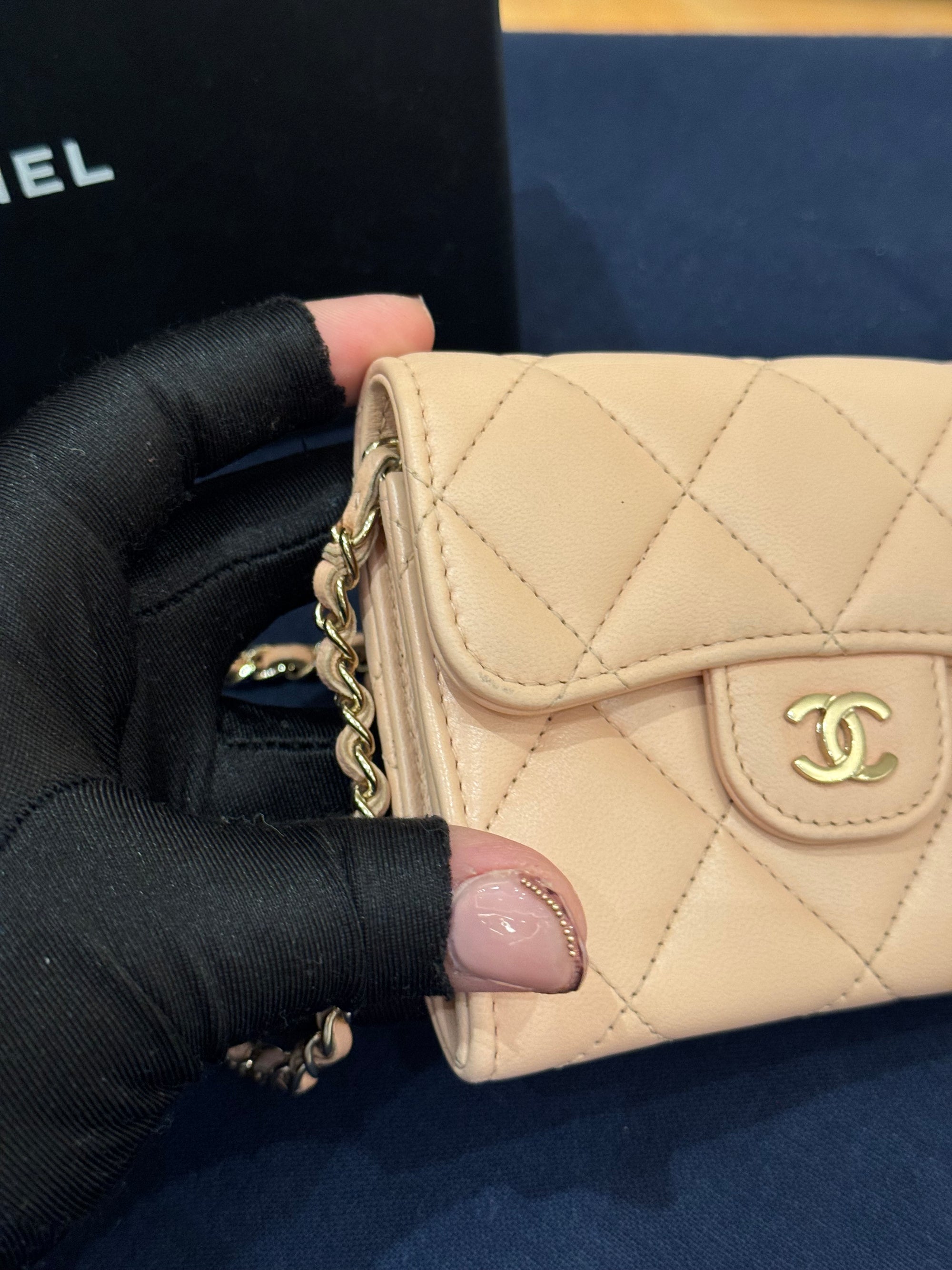 Chanel Claasic Cardholder On Chain Pink