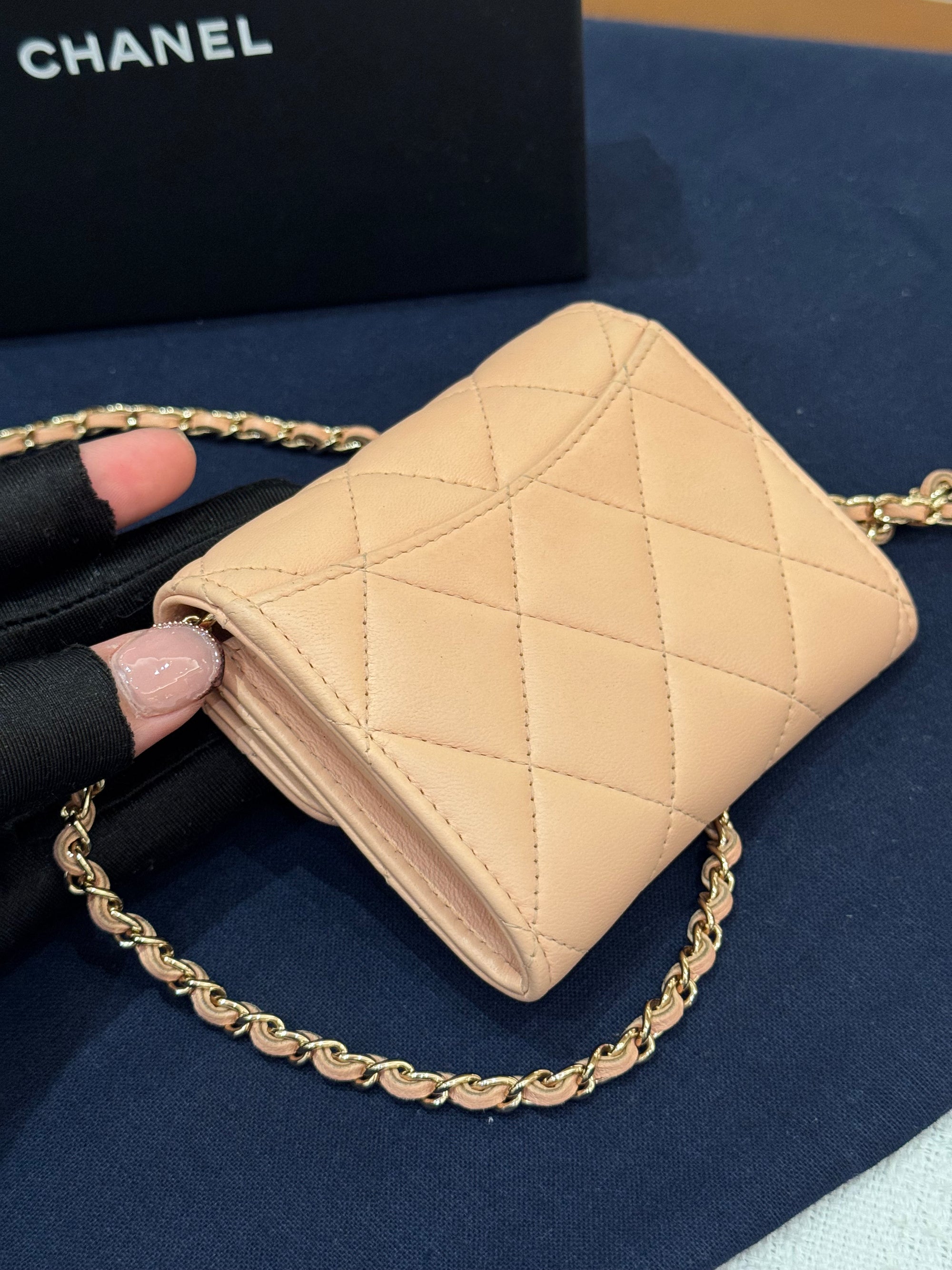 Chanel Claasic Cardholder On Chain Pink
