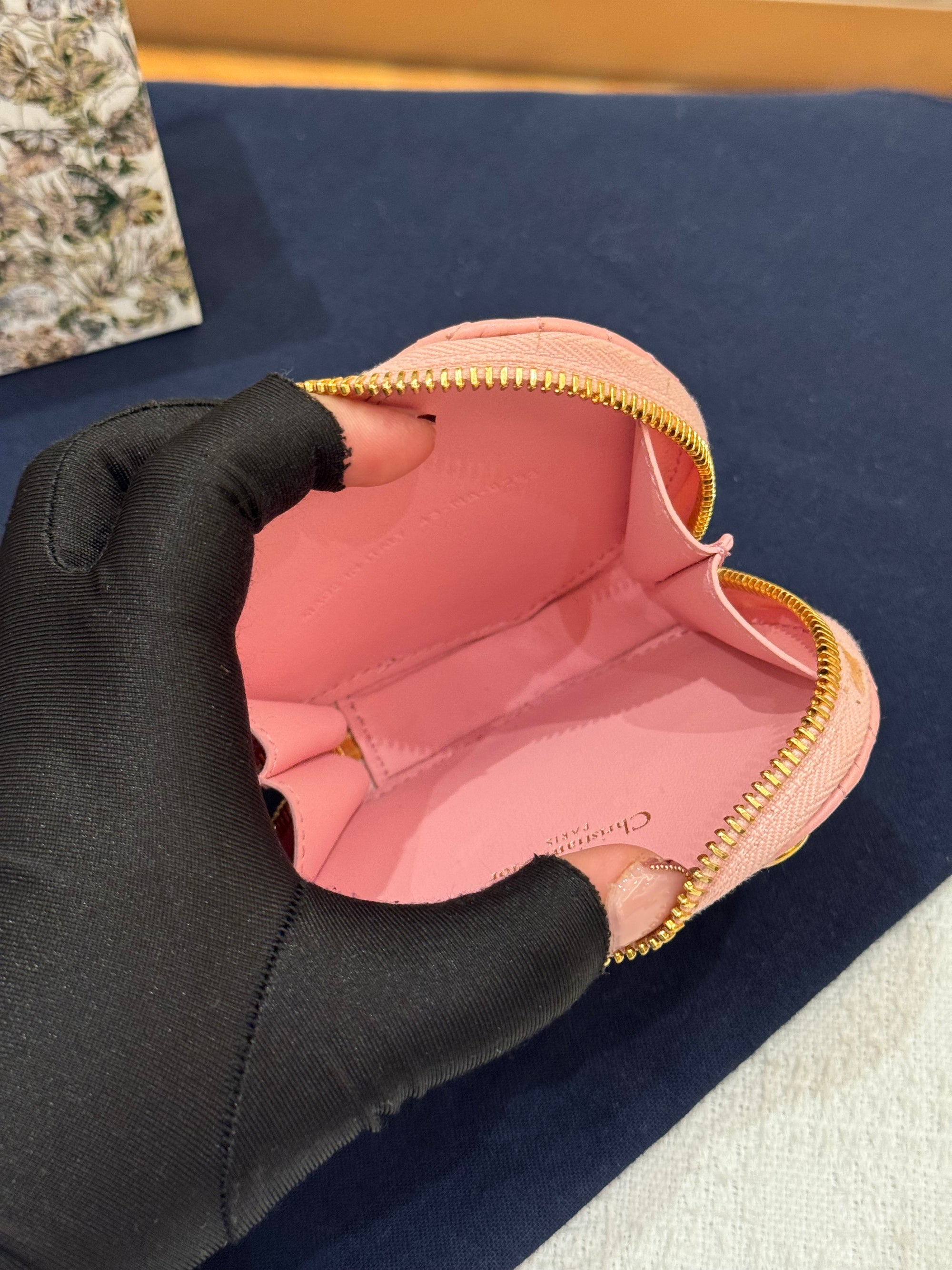 Dior Caro Chain Pouch Heart Pink