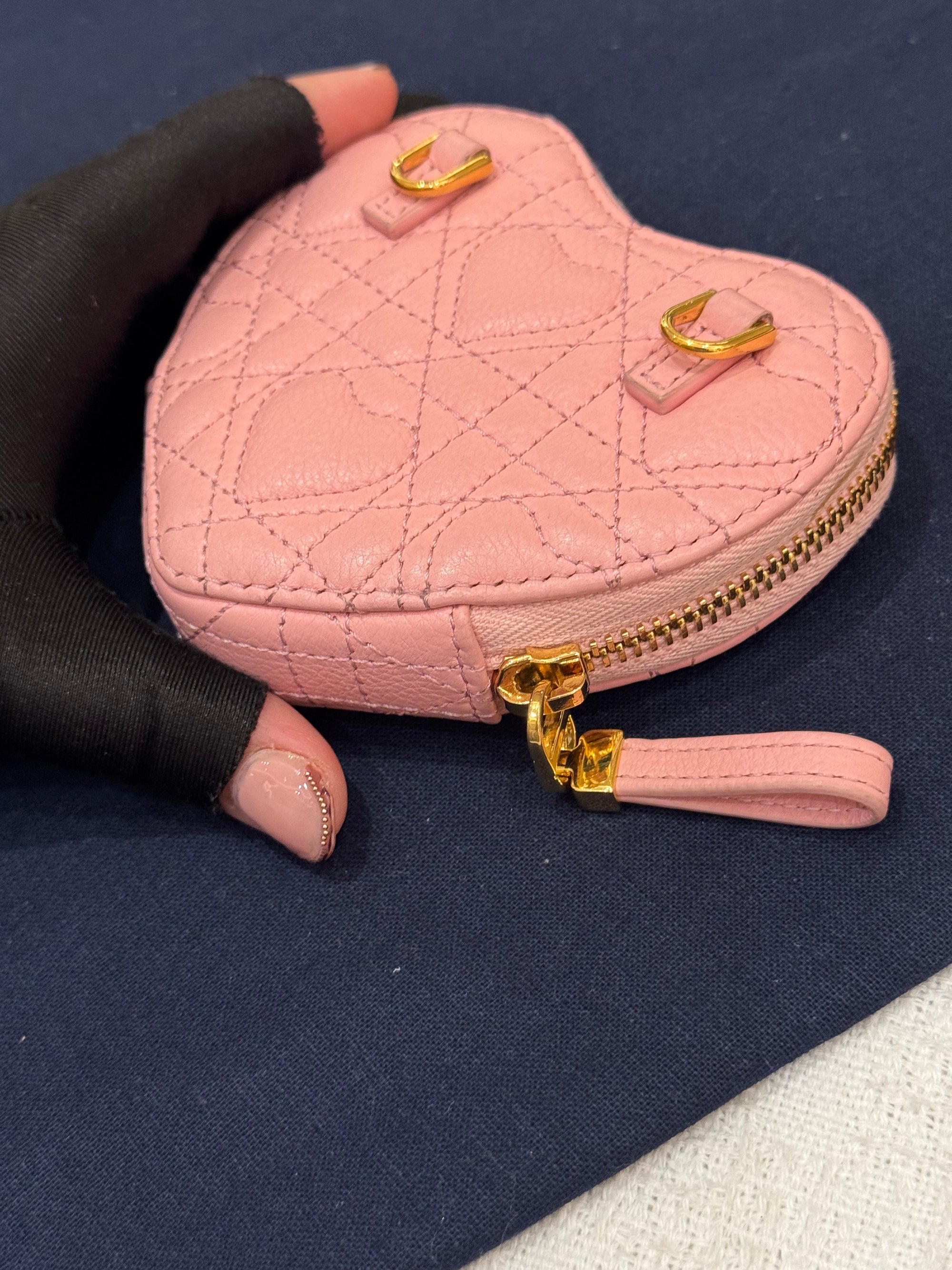 Dior Caro Chain Pouch Heart Pink