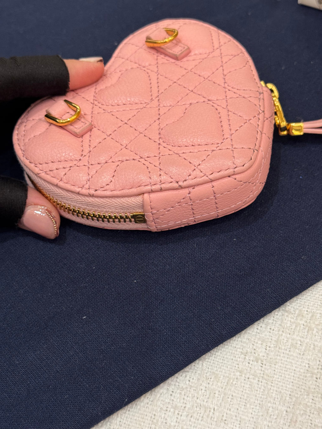 Dior Caro Chain Pouch Heart Pink