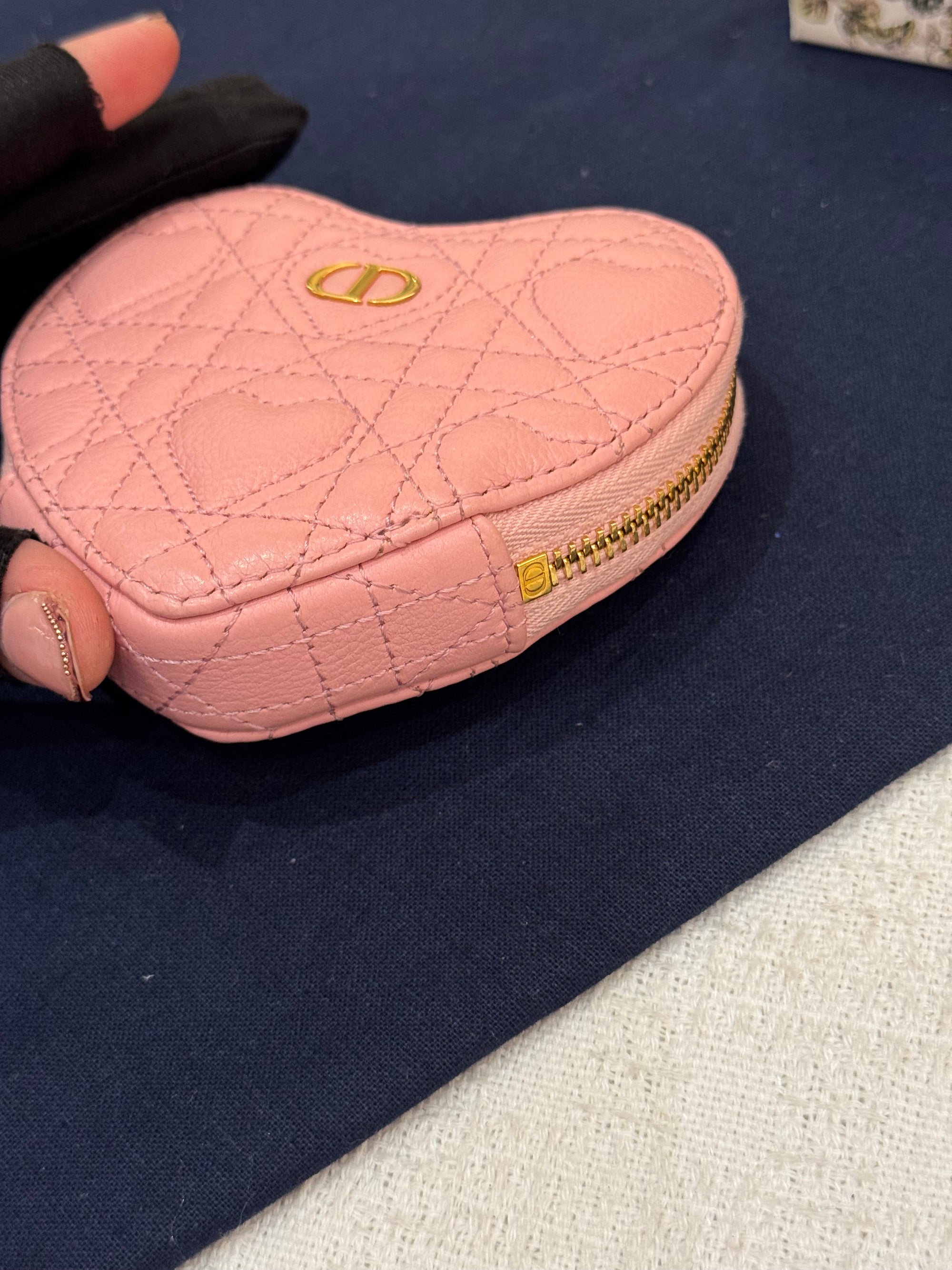 Dior Caro Chain Pouch Heart Pink