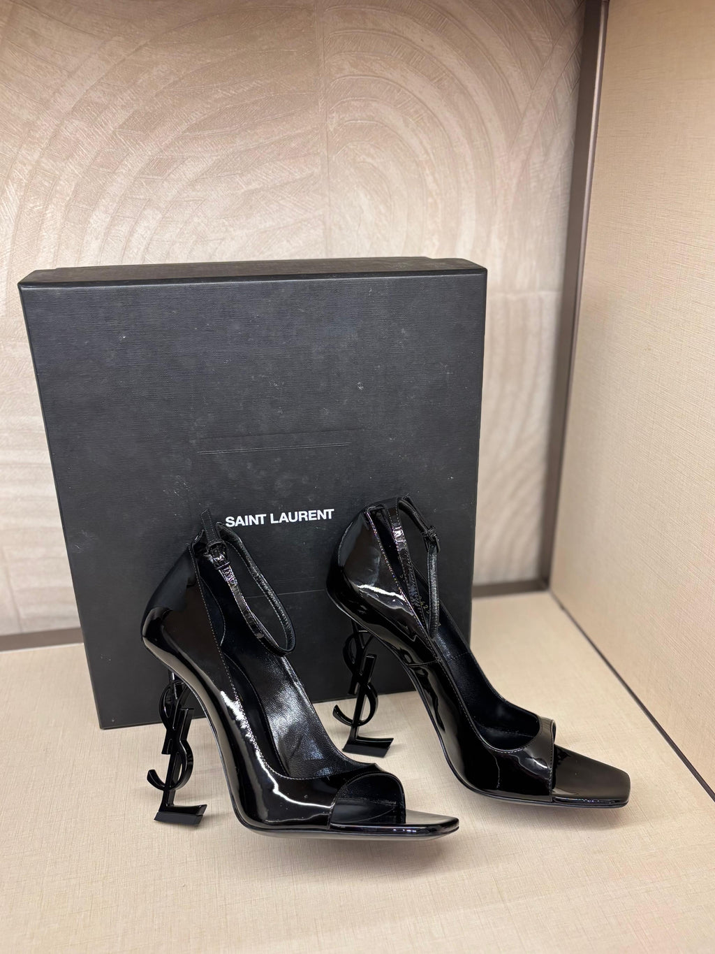 YSL Heels Opyum Black Patent