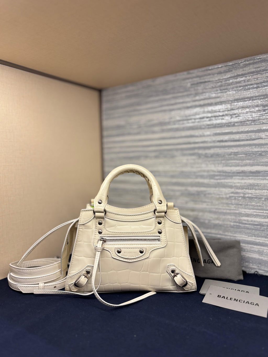 Balenciaga Neo Classic Mini Croco White