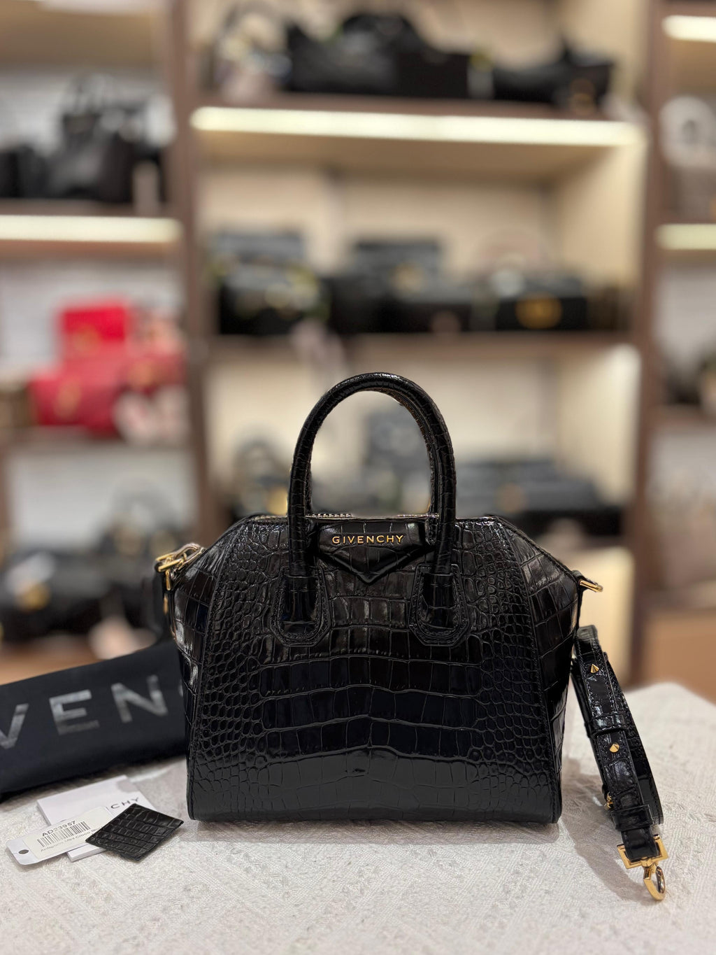 Givenchy Antigona Mini Croco Black