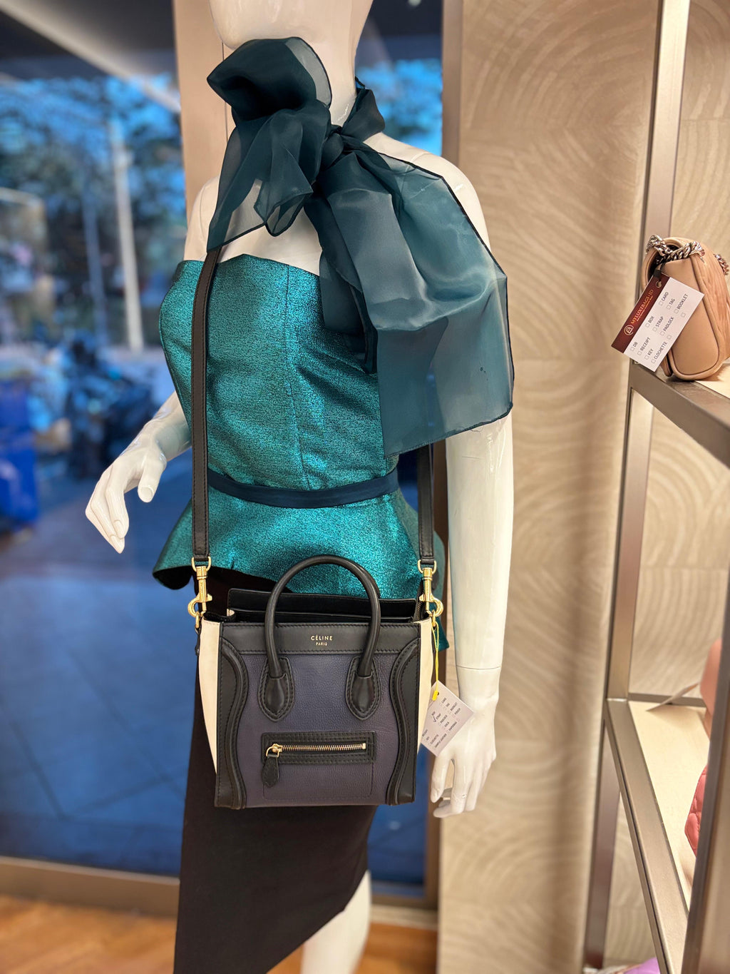 Celine Nano Luggage Navy Tricolour