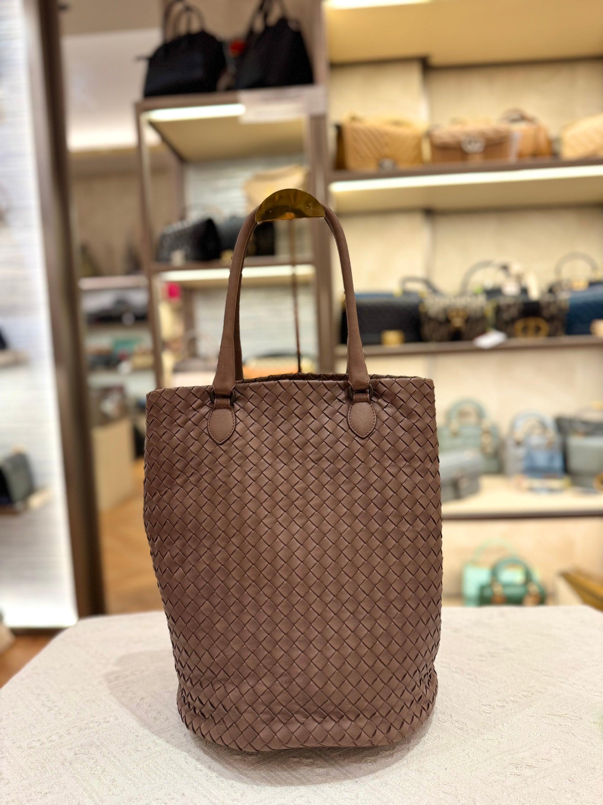 Bottega Veneta Tote Interciato Brown
