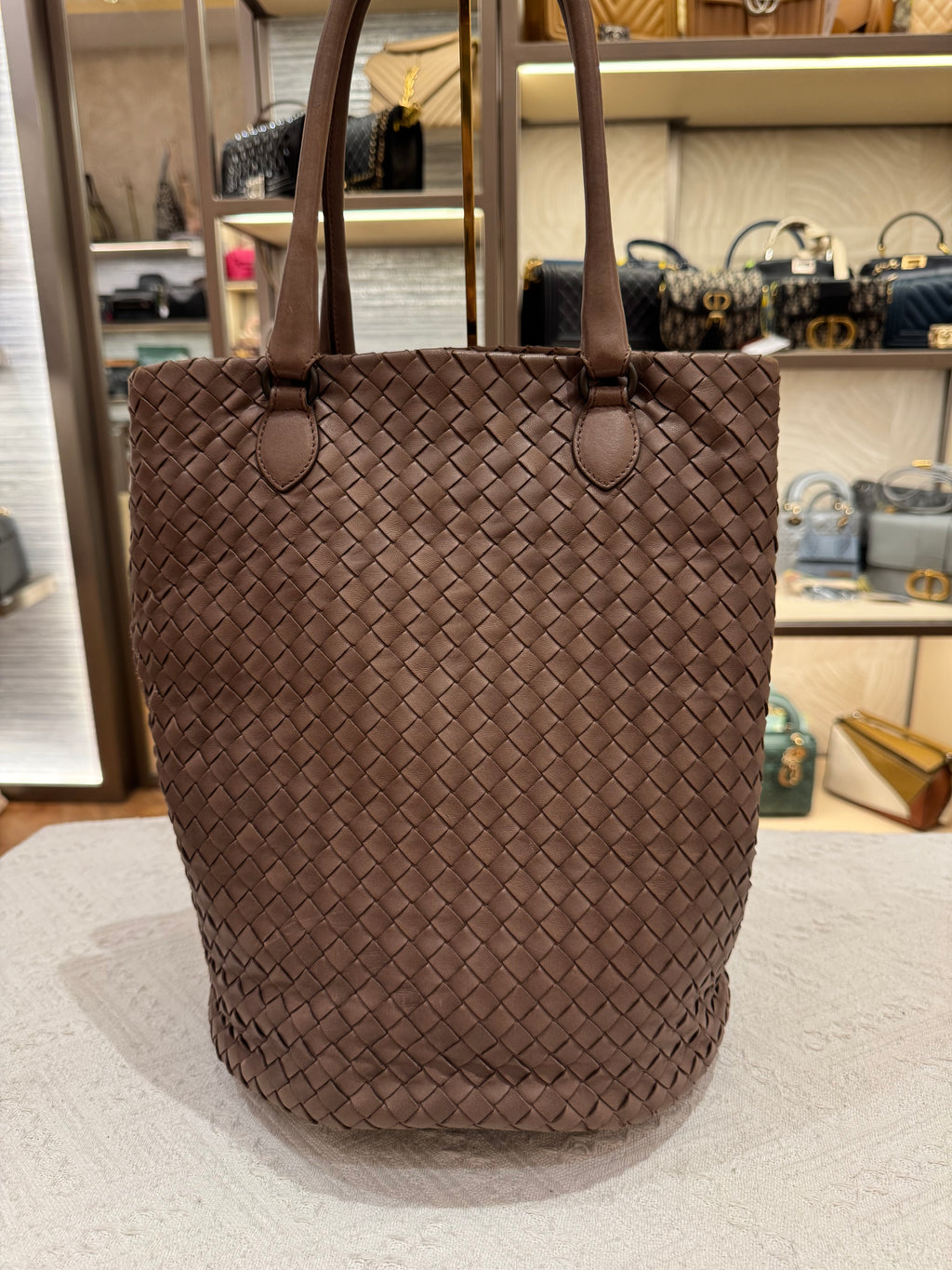 Bottega Veneta Tote Interciato Brown