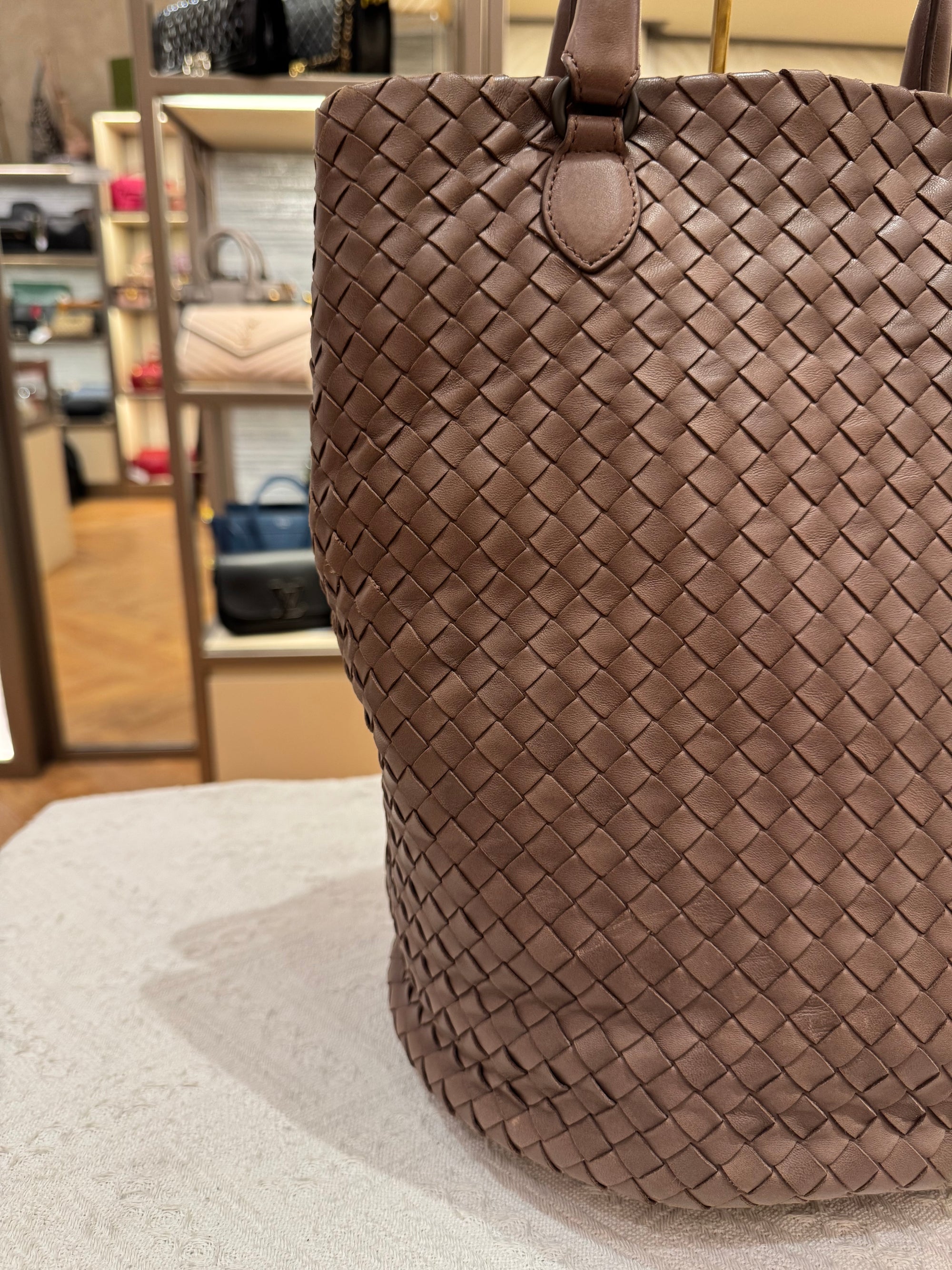 Bottega Veneta Tote Interciato Brown