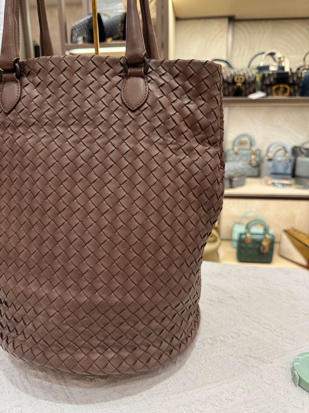 Bottega Veneta Tote Interciato Brown