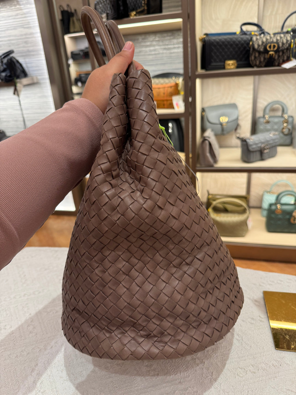 Bottega Veneta Tote Interciato Brown