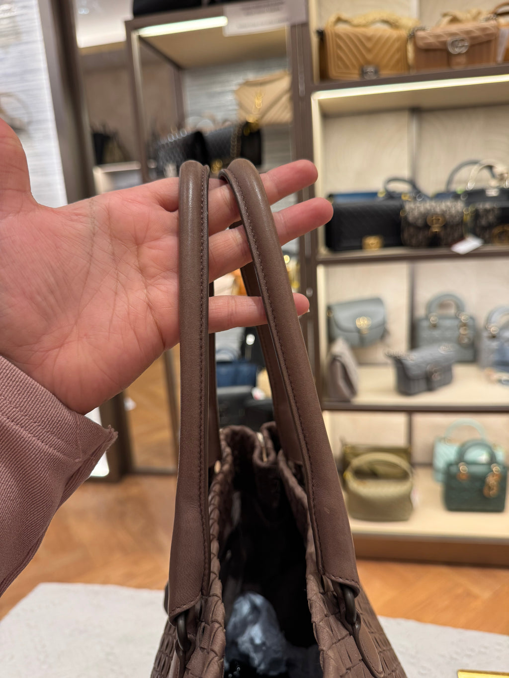 Bottega Veneta Tote Interciato Brown