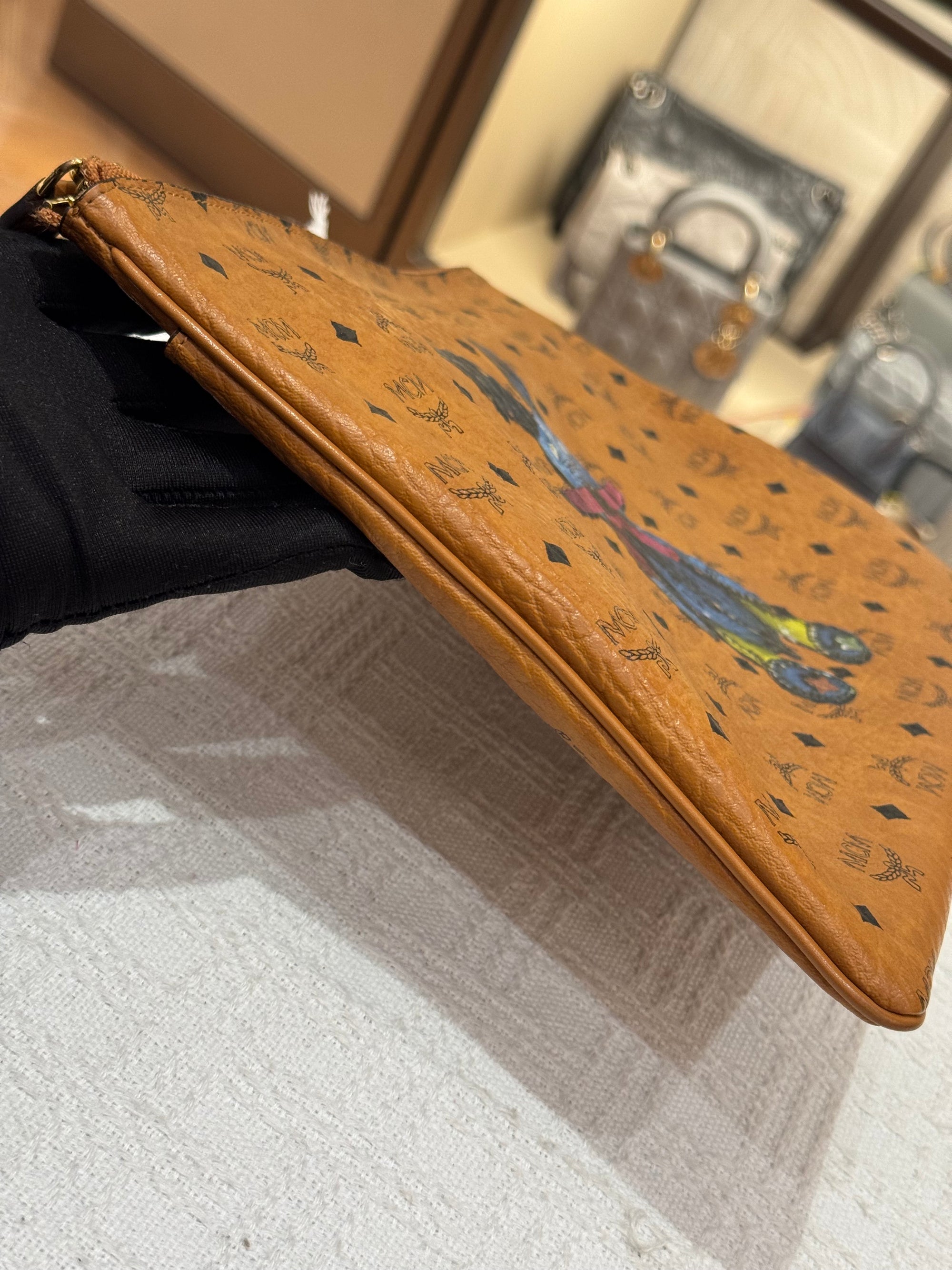 MCM Clutch Sling Cognac