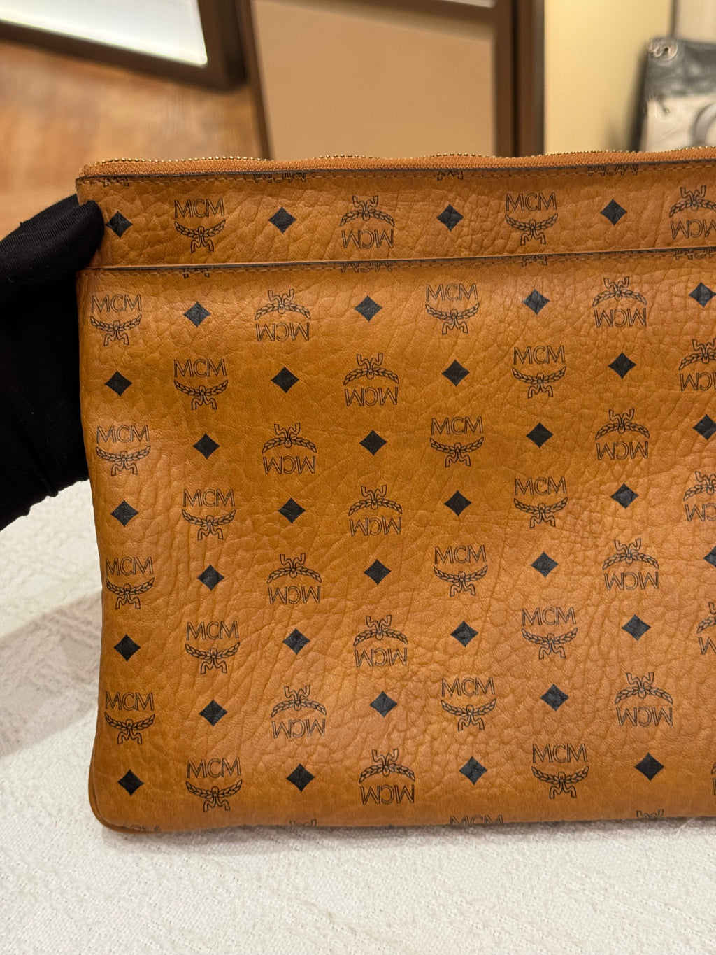 MCM Clutch Sling Cognac