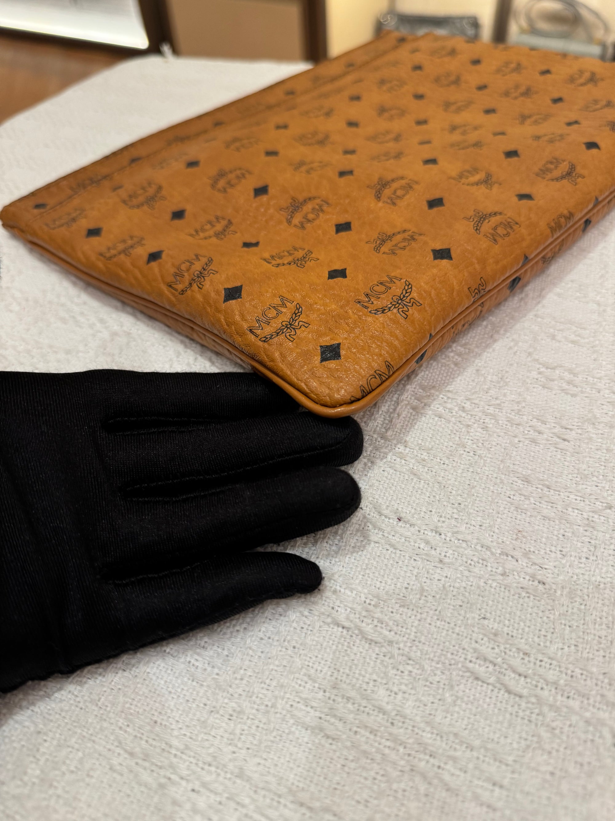 MCM Clutch Sling Cognac