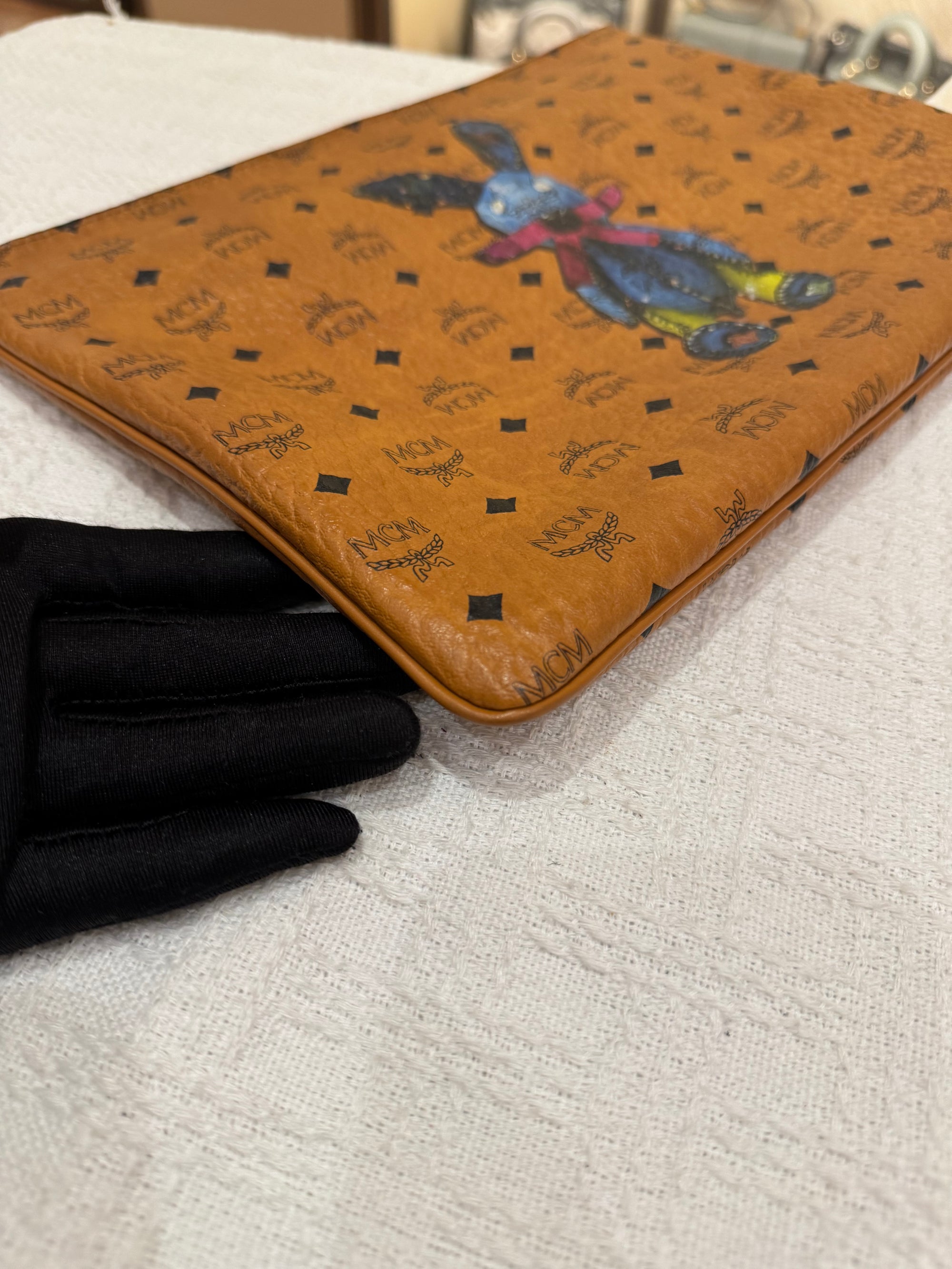 MCM Clutch Sling Cognac