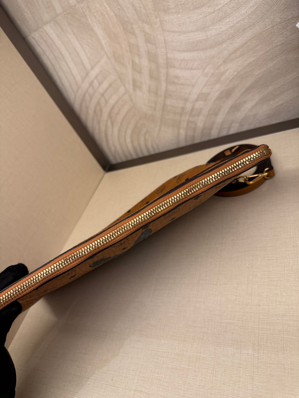 MCM Clutch Sling Cognac