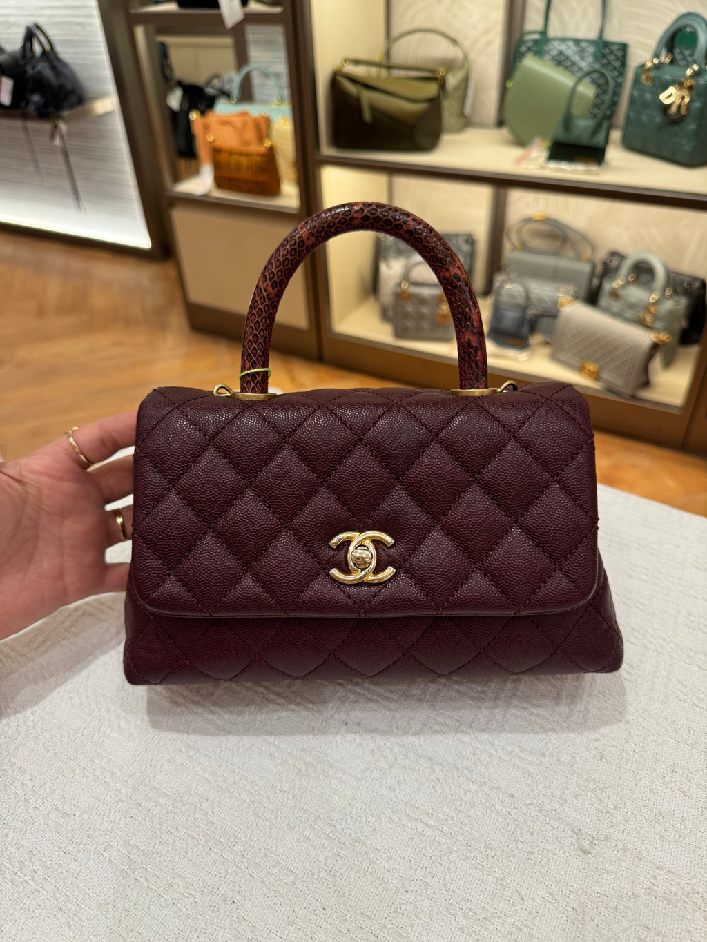 Chanel Coco Small Top Handle Lizard