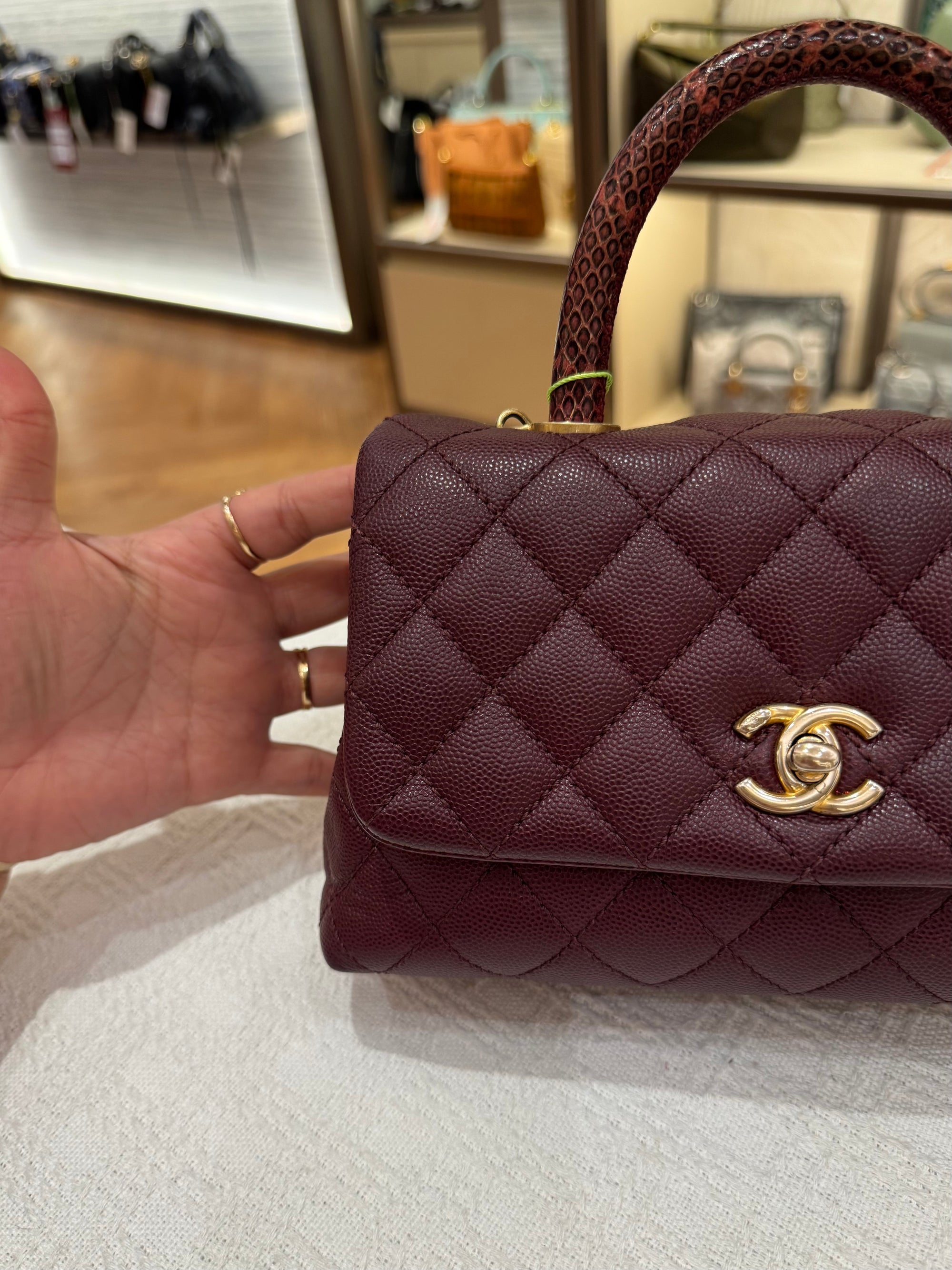 Chanel Coco Small Top Handle Lizard