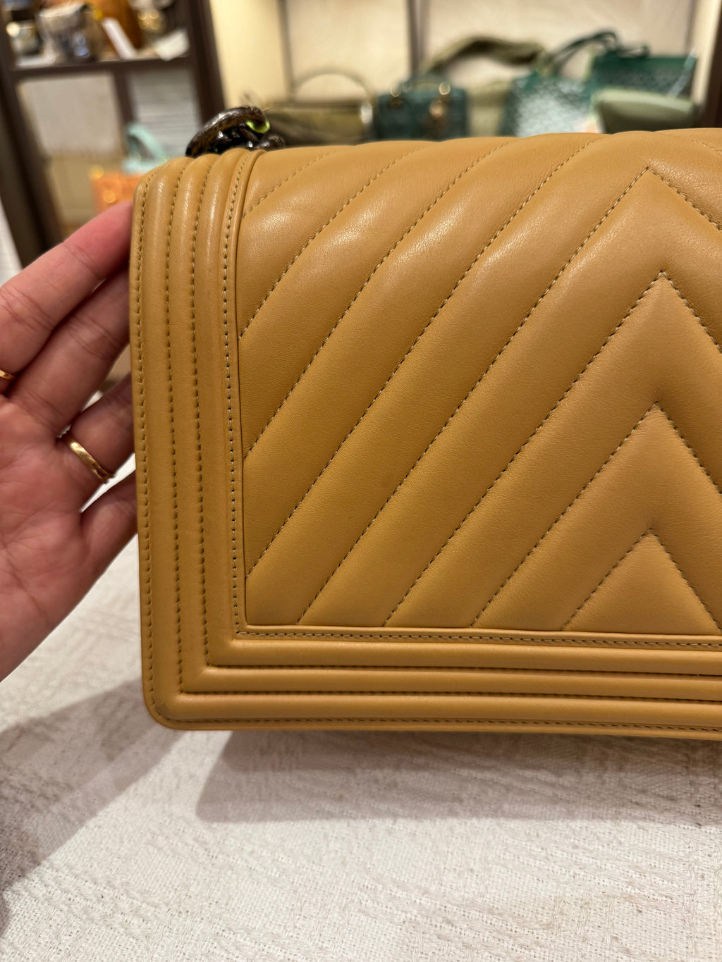 Chanel Boy Chevron Beige