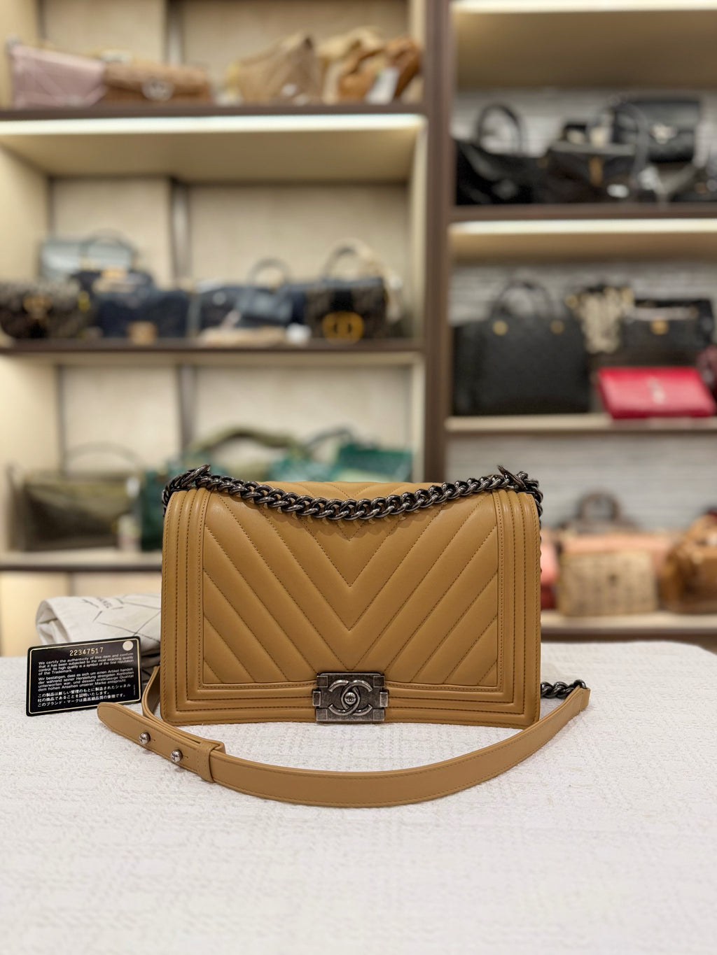 Chanel Boy Chevron Beige