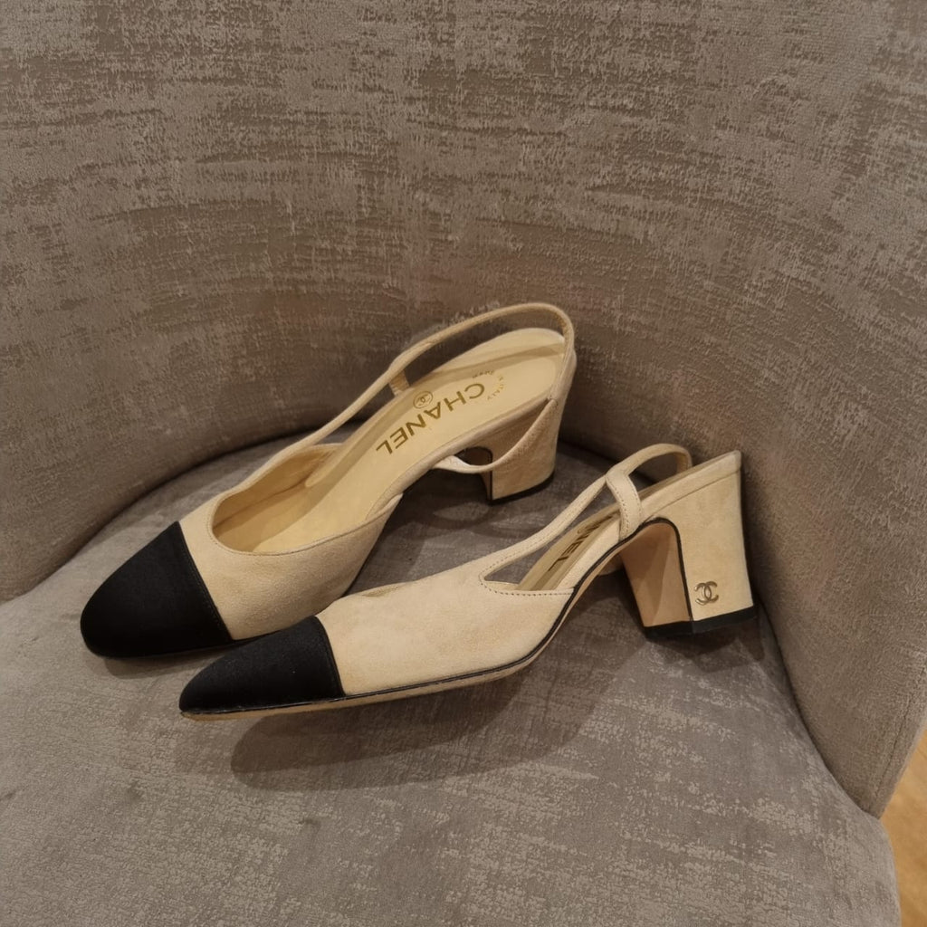 Chanel Suede Pumps Chunky Heels