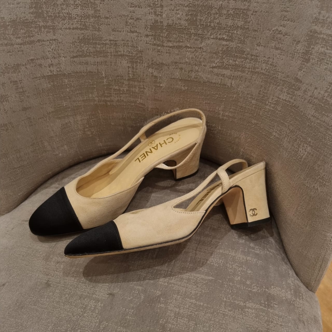 Chanel Suede Pumps Chunky Heels