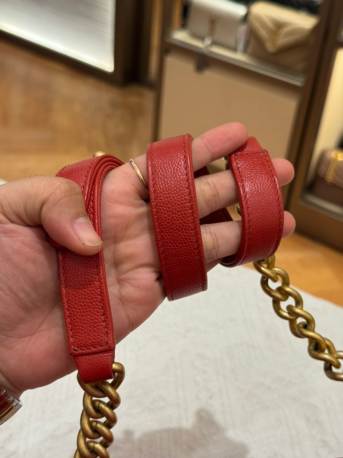 Chanel Boy Med Chevron Red