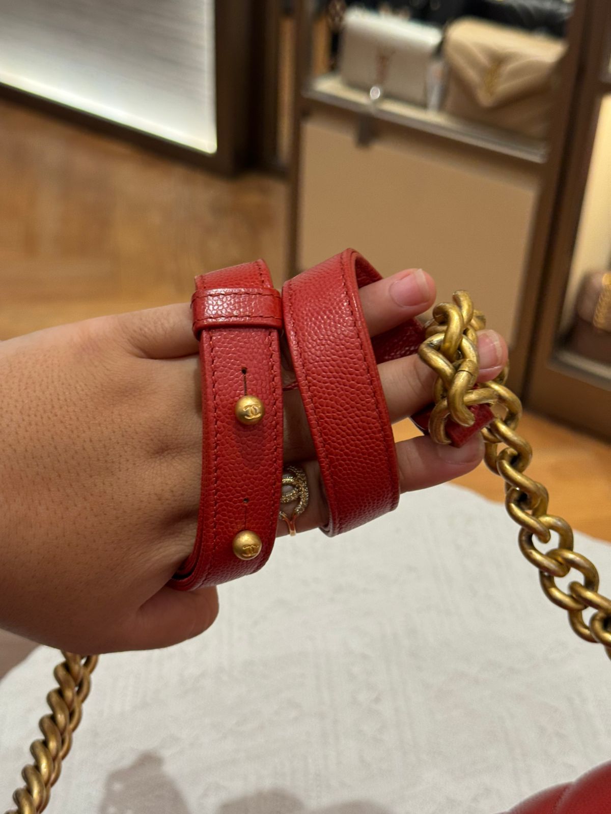 Chanel Boy Med Chevron Red