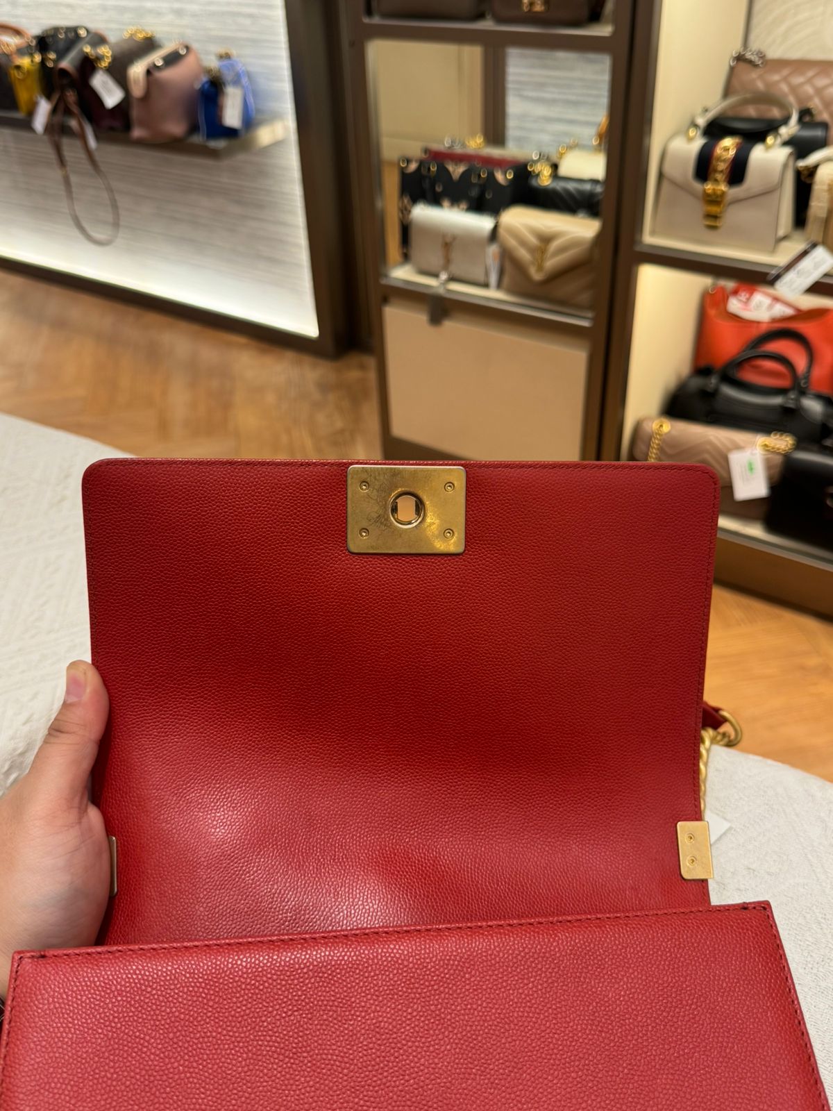 Chanel Boy Med Chevron Red