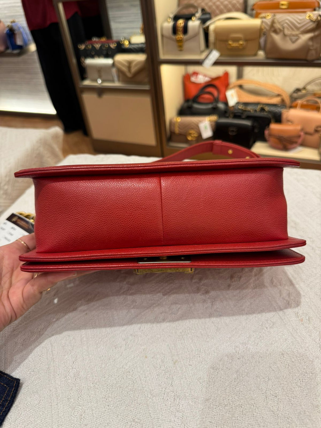 Chanel Boy Med Chevron Red