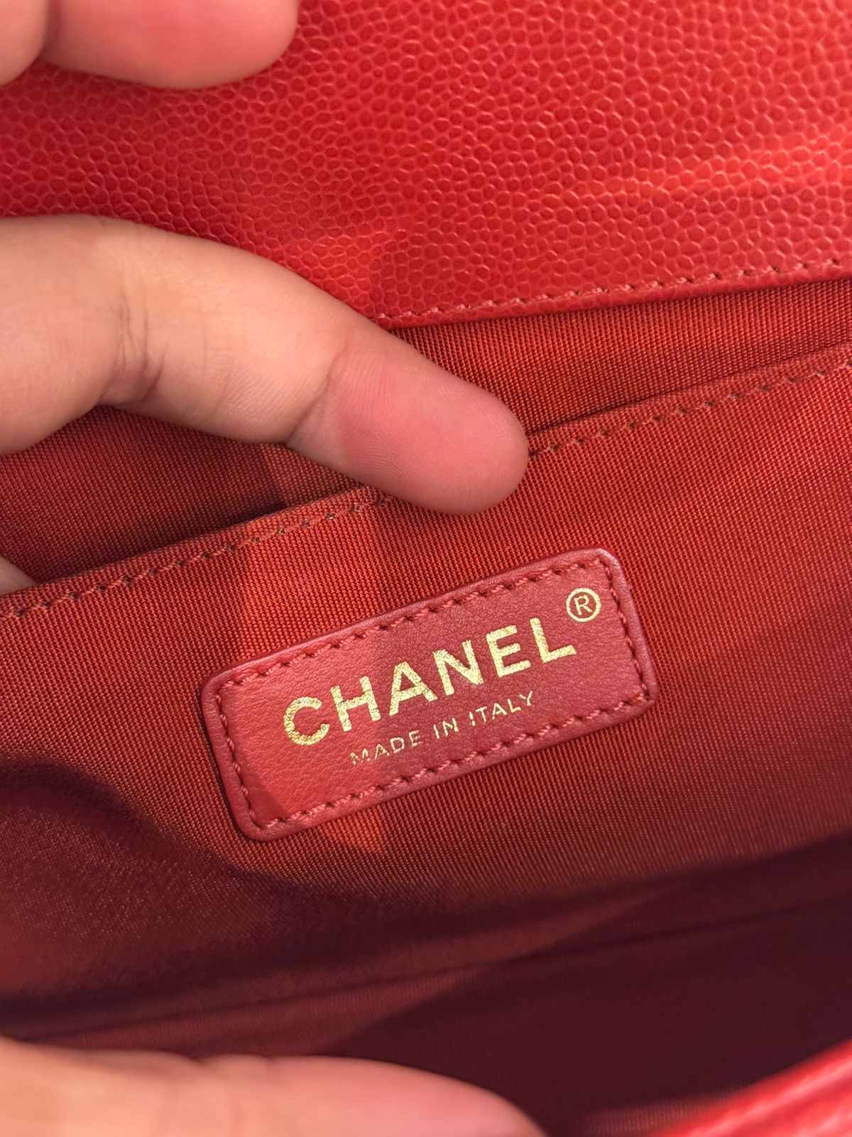Chanel Boy Med Chevron Red