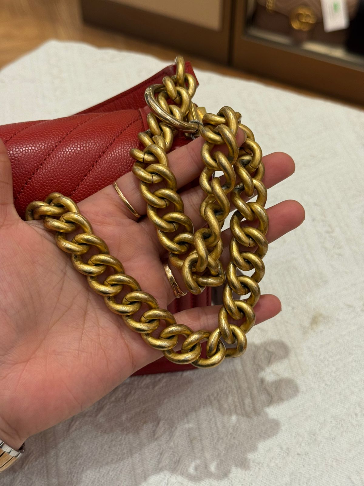 Chanel Boy Med Chevron Red