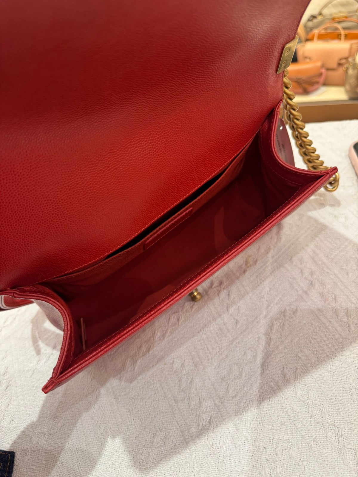 Chanel Boy Med Chevron Red