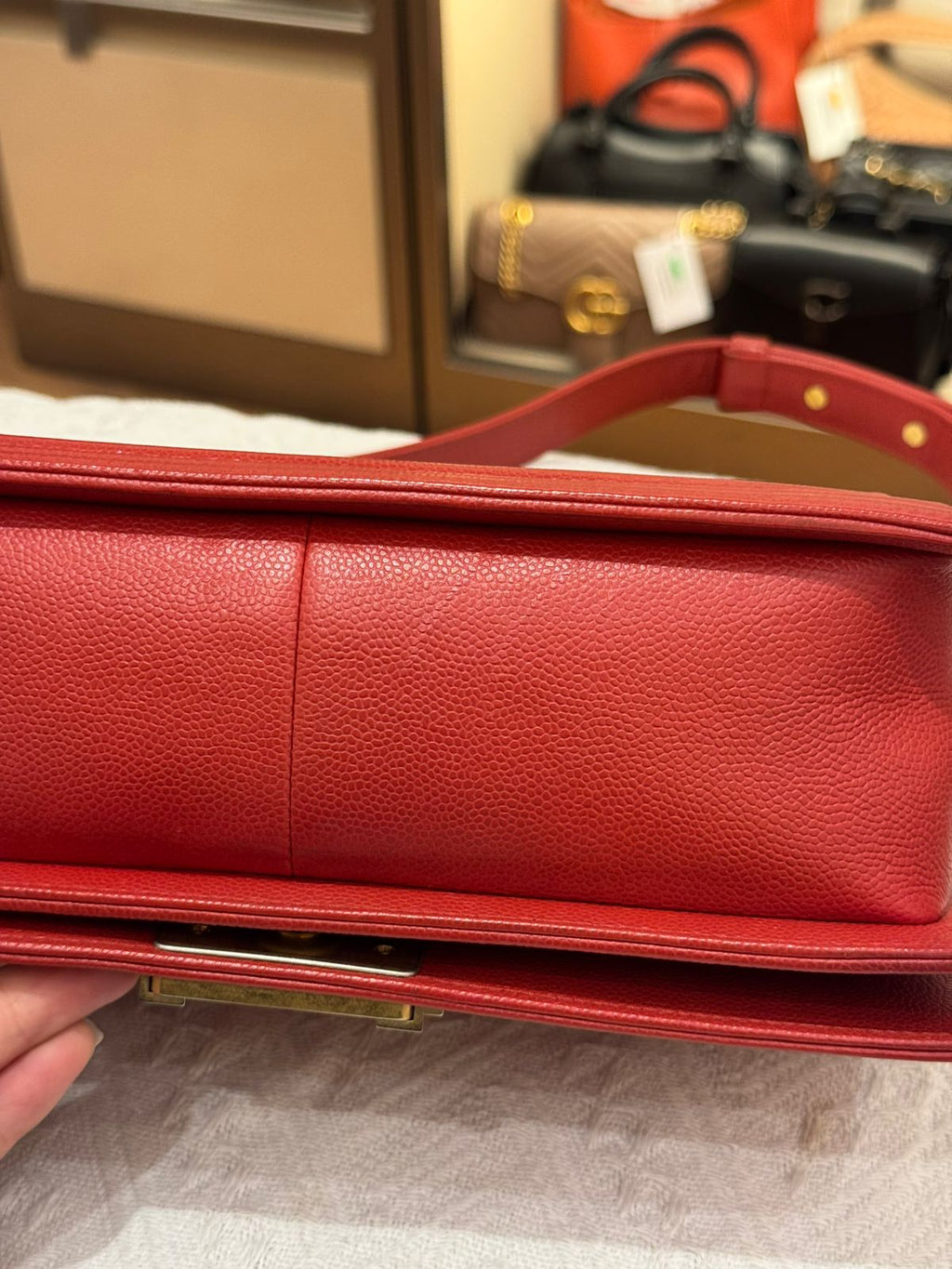 Chanel Boy Med Chevron Red