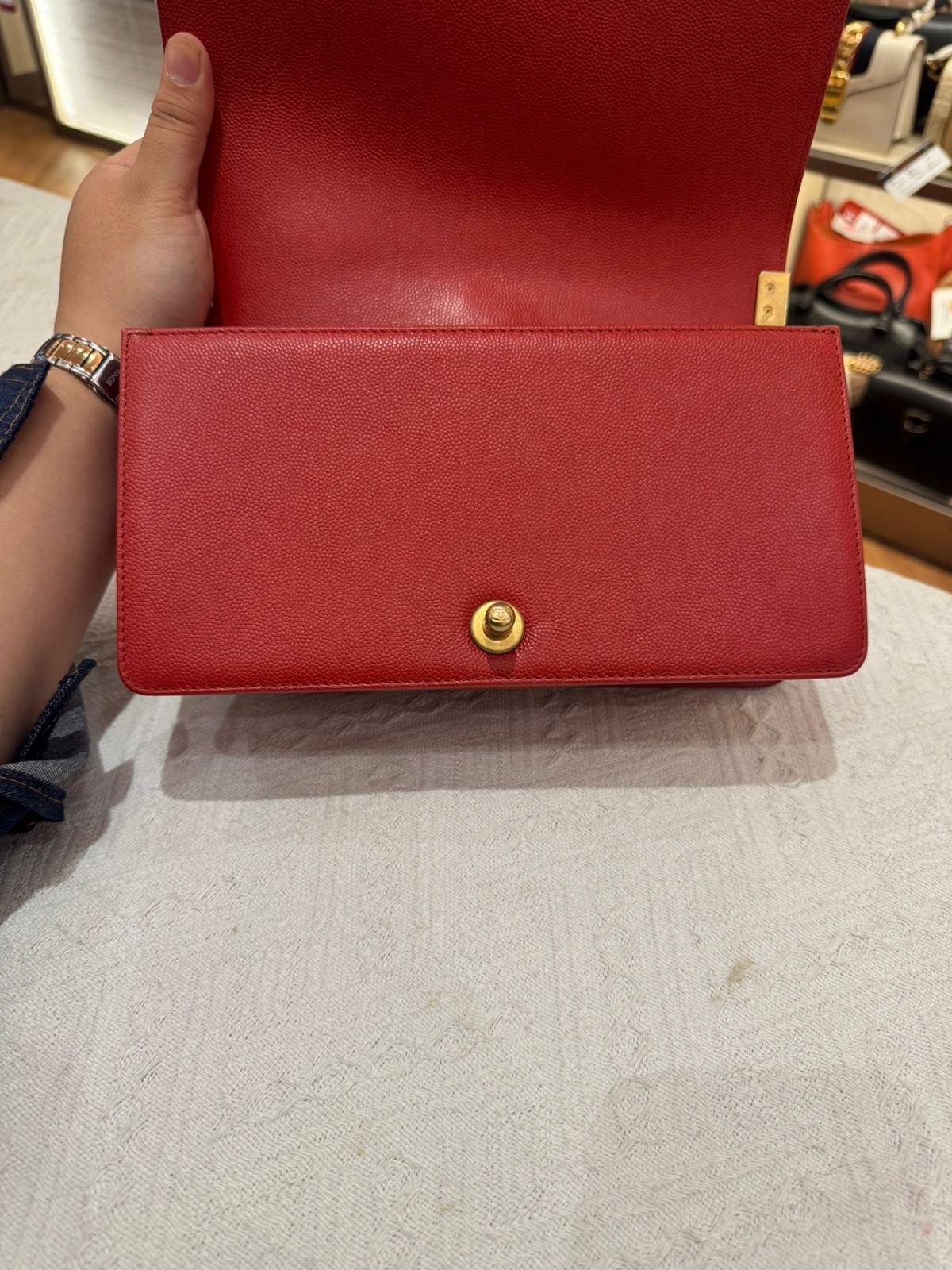 Chanel Boy Med Chevron Red