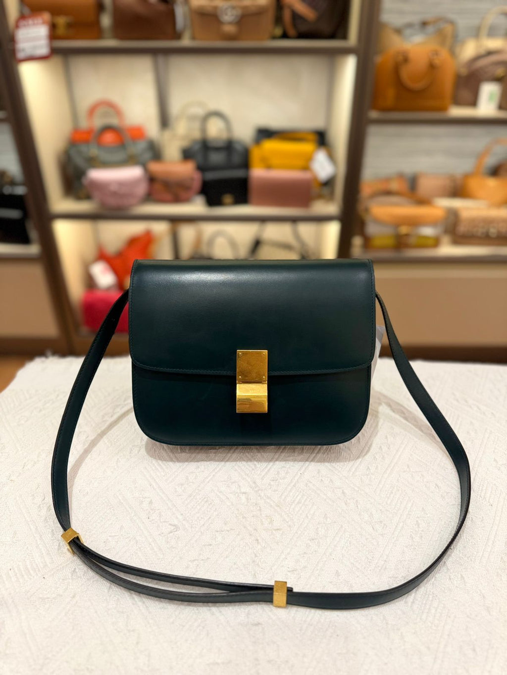 Celine Box Medium Green Amazone