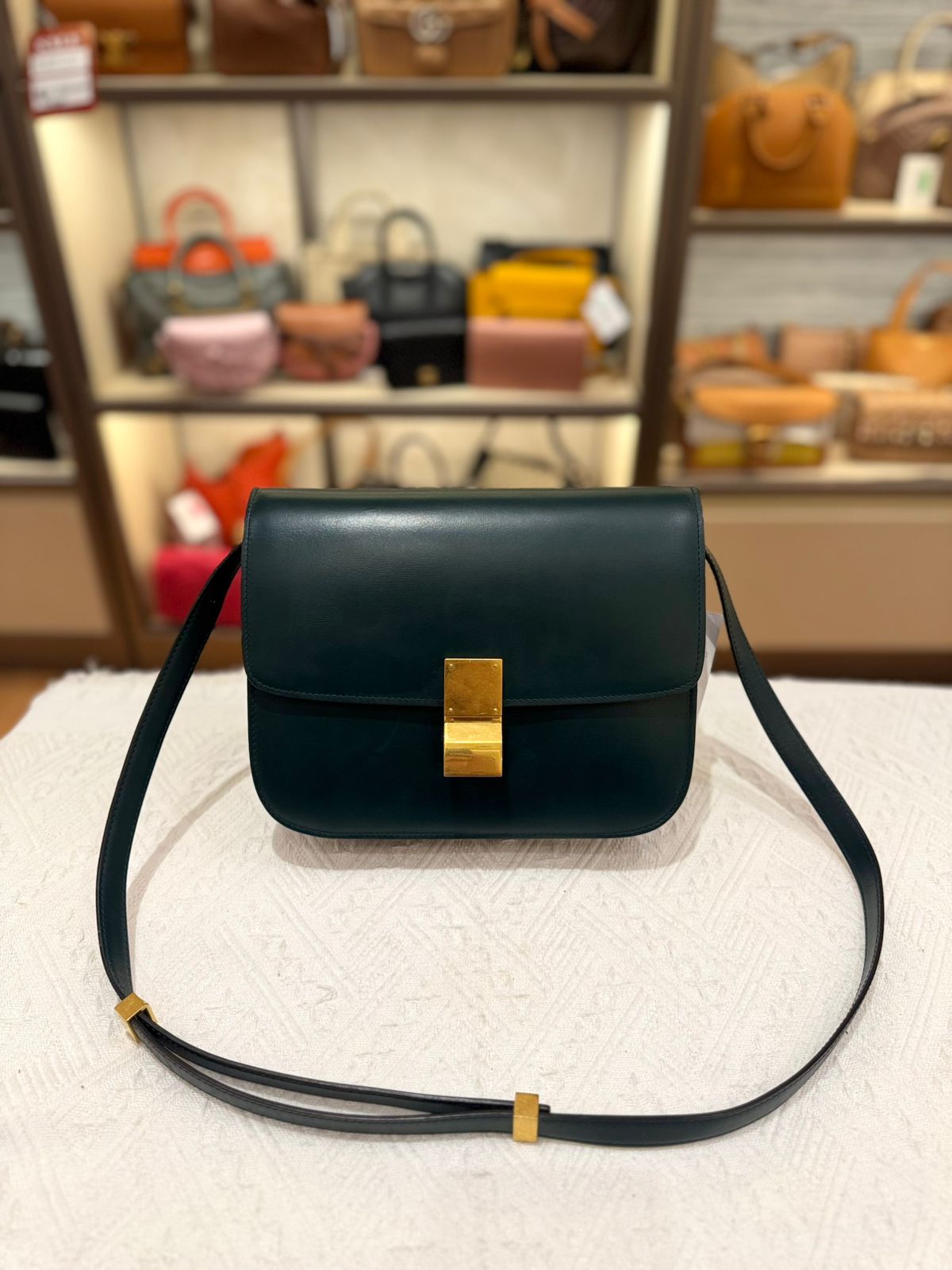 Celine Box Medium Green Amazone