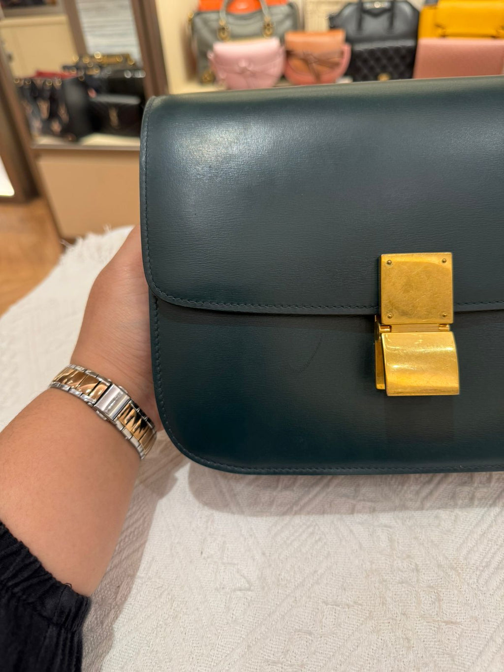 Celine Box Medium Green Amazone