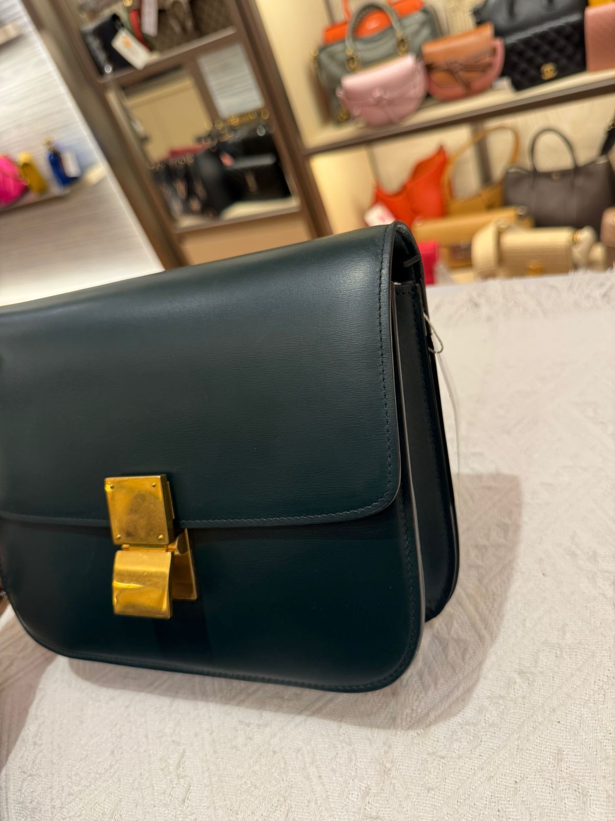 Celine Box Medium Green Amazone