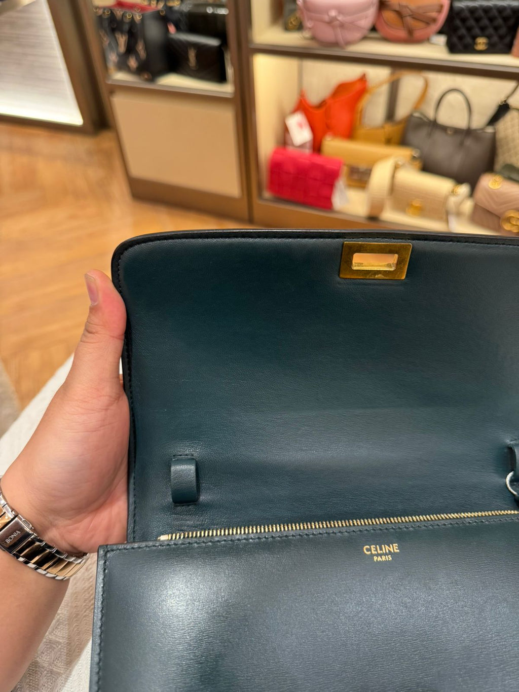Celine Box Medium Green Amazone