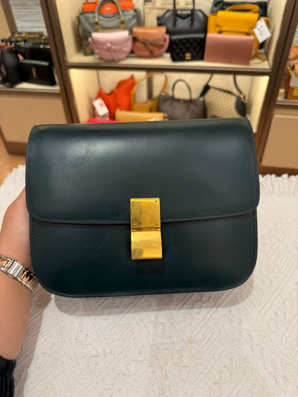 Celine Box Medium Green Amazone