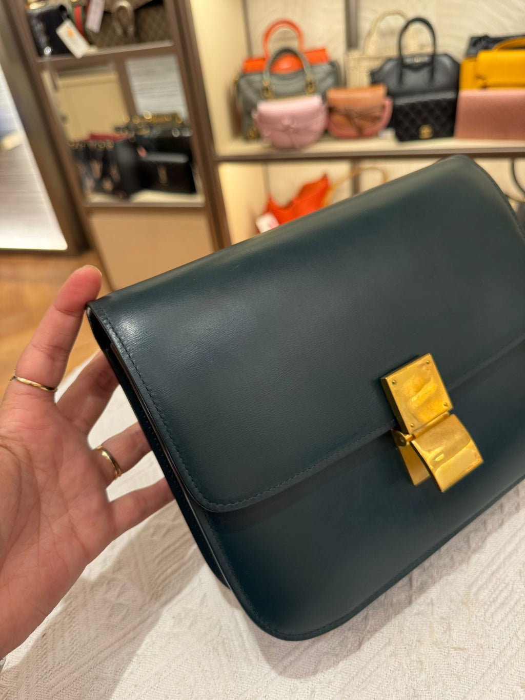 Celine Box Medium Green Amazone