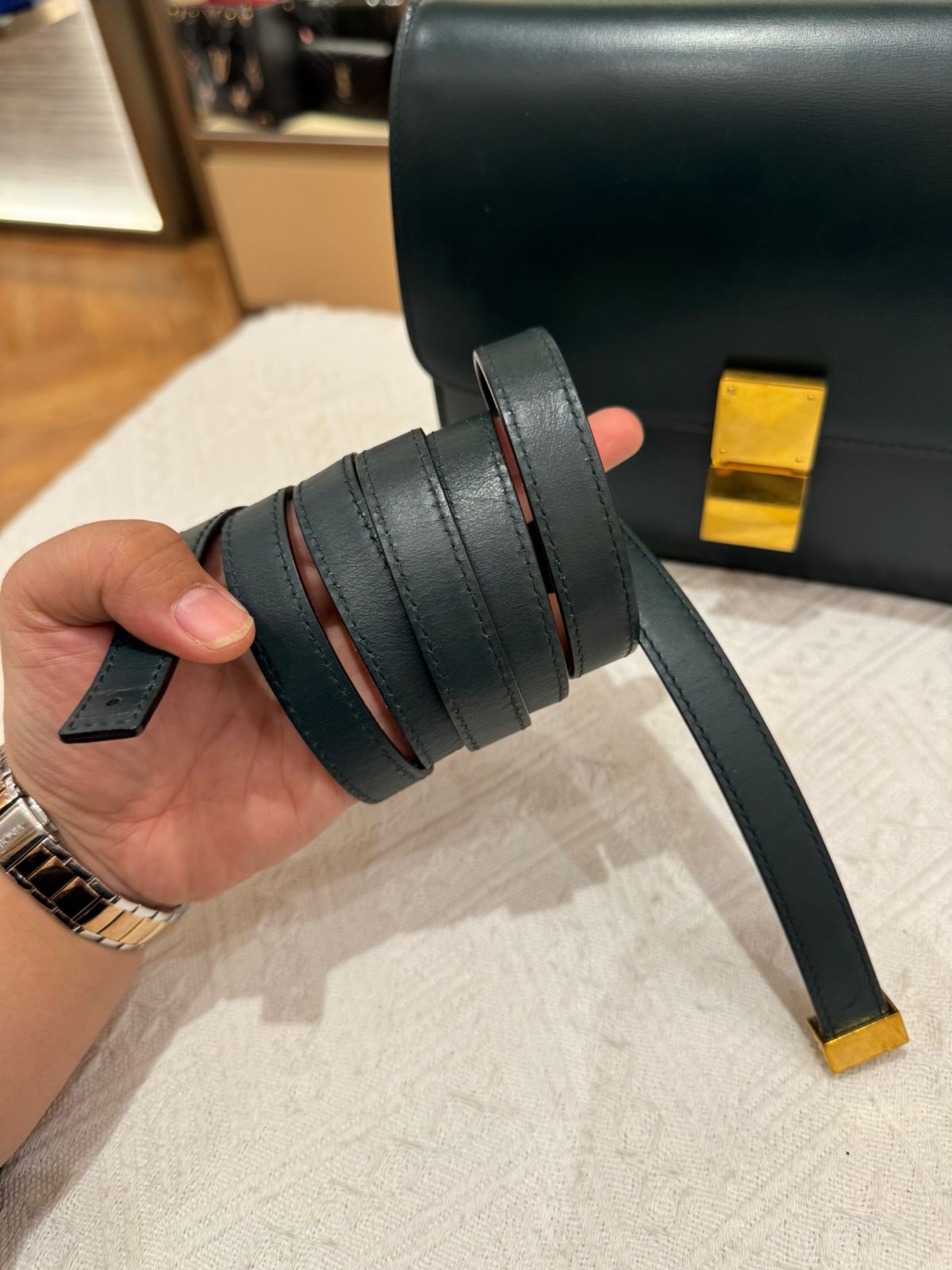 Celine Box Medium Green Amazone
